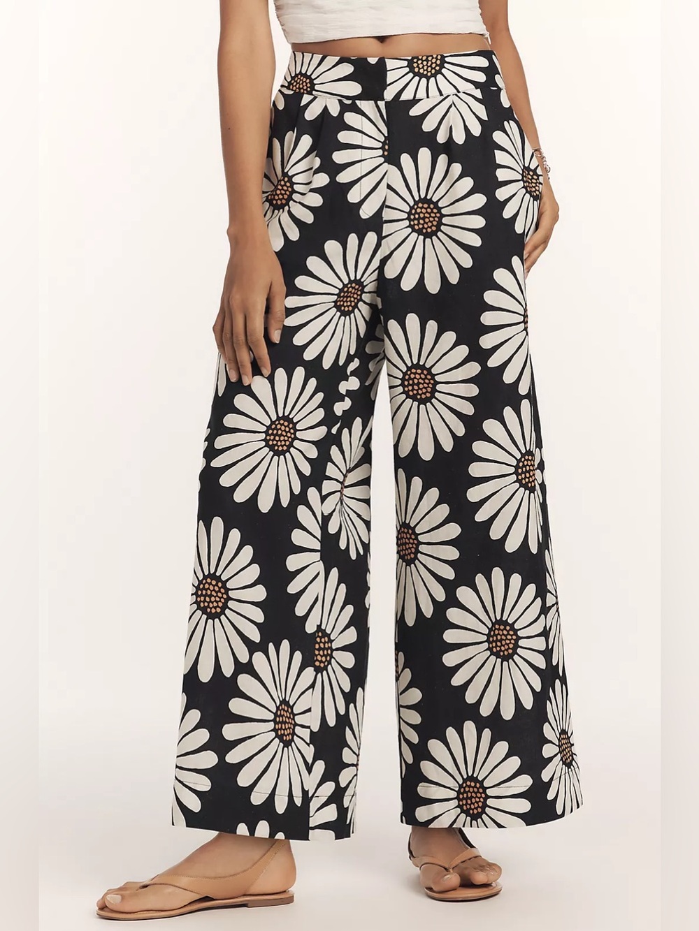 Farm Rio x Anthropologie Linen Blend Daisy Wide-Leg Pants